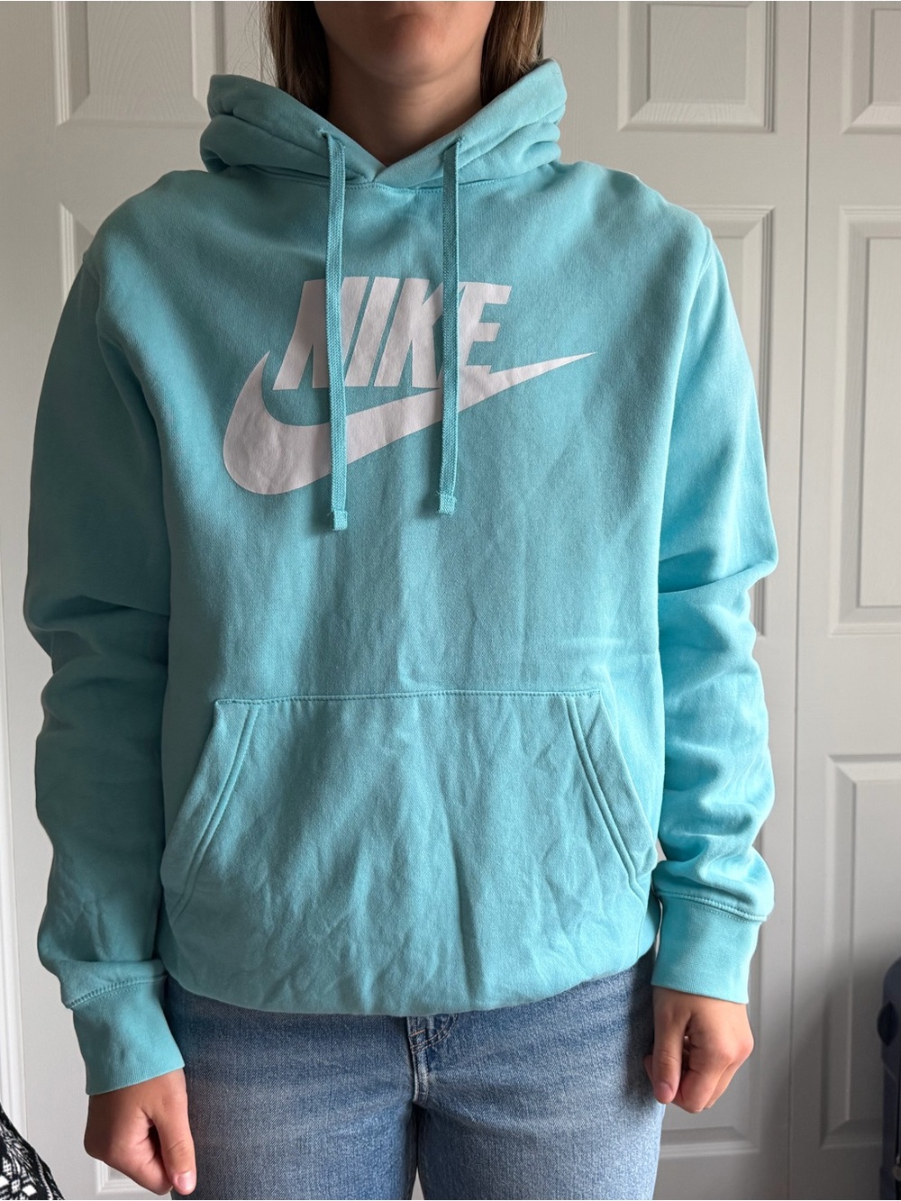 Nike Light Blue Pullover Hoodie with Logo
